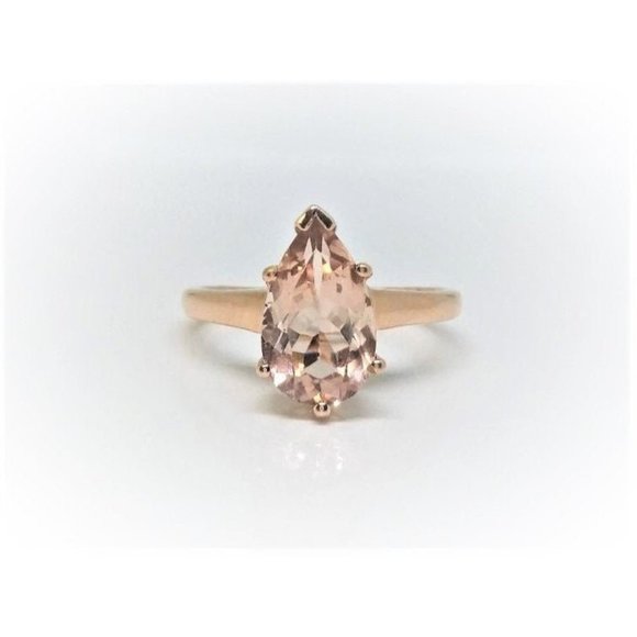 10K Rose Gold Pear Shaped Natural Morganite Ring - Picture 1 of 6